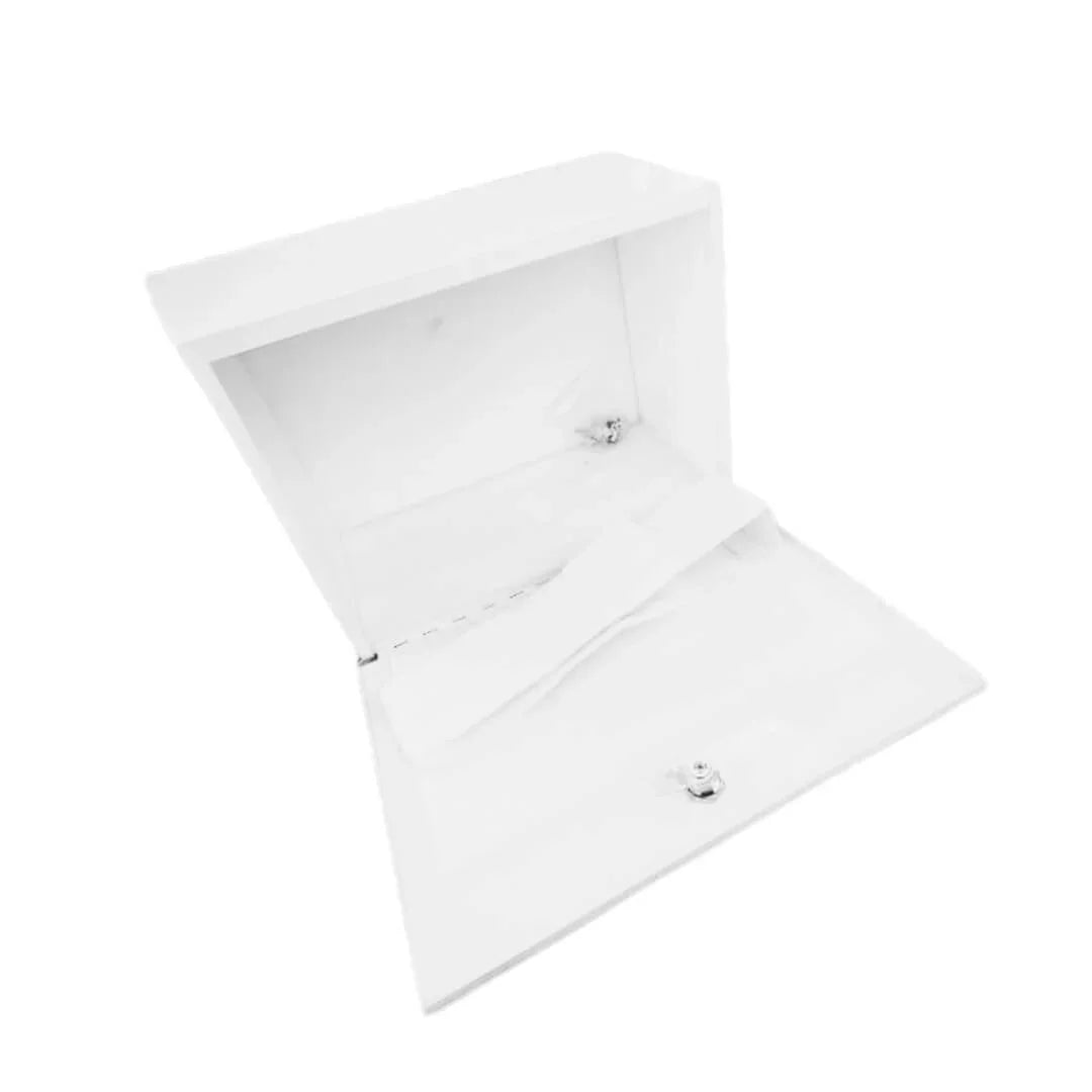 Large Medical Lockbox with Keys – White, 14"x14"x10.25"