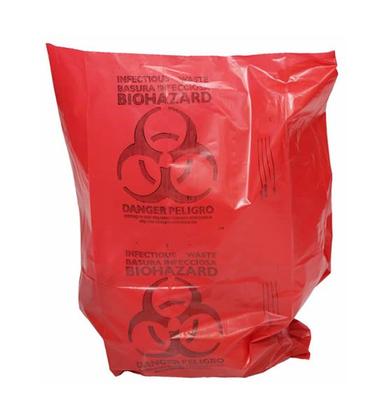 Medical Waste Bags, Red 12-16 Gallon, 25" x 35" 200/CS
