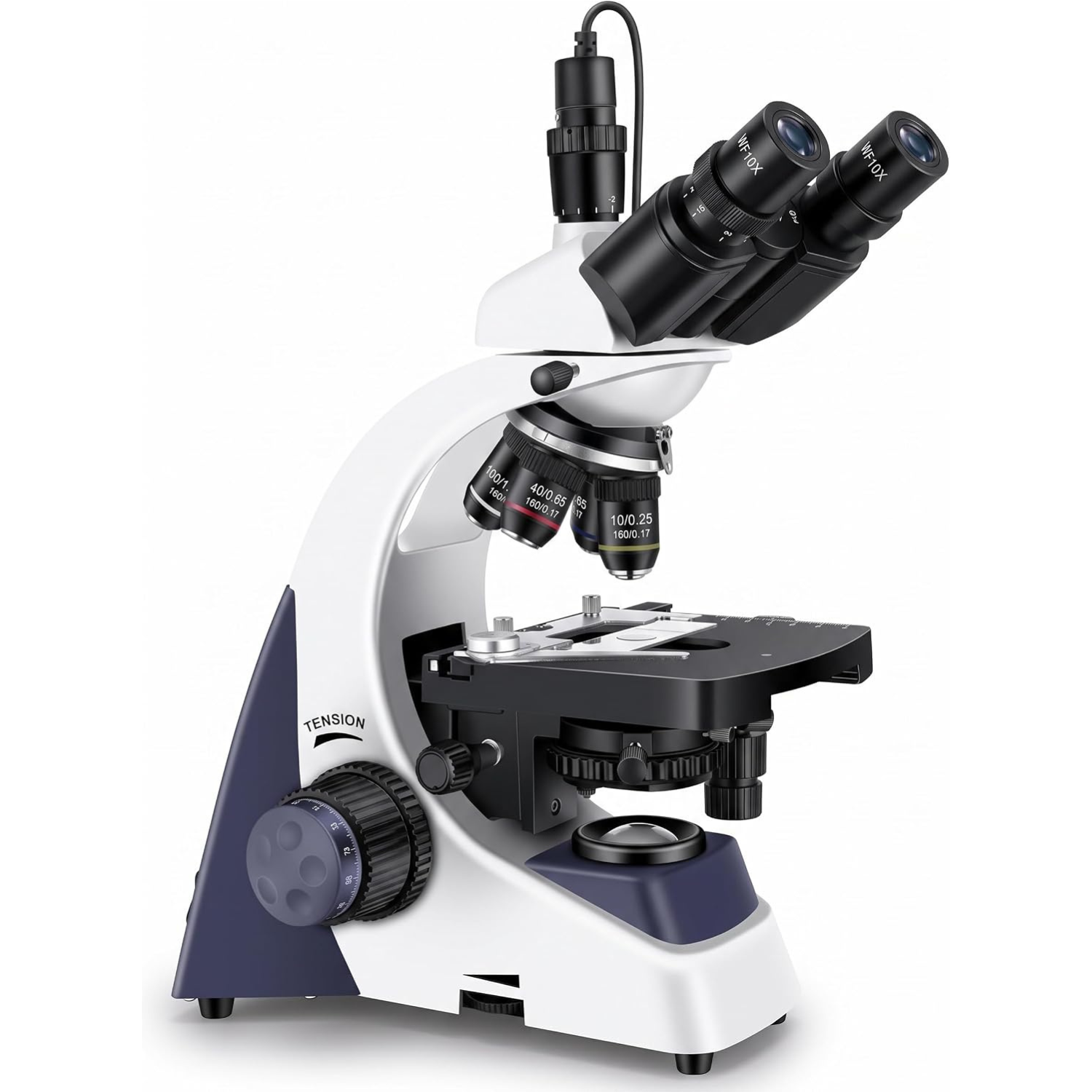 Trinocular Compound Microscope 40X-5000X, Metal Lab USB Kit
