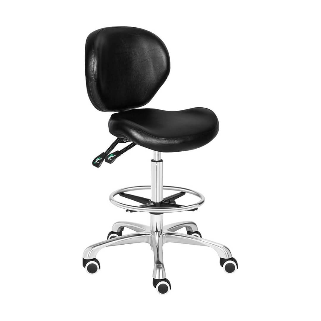 Round High Bench Stool with Back Support – Adjustable 24" x 24"