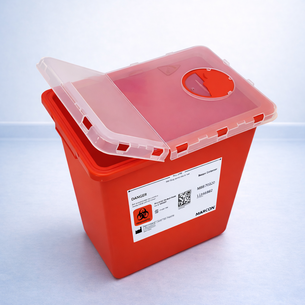 Red Sharps Container 8 Gallon – Biohazard Waste Disposal