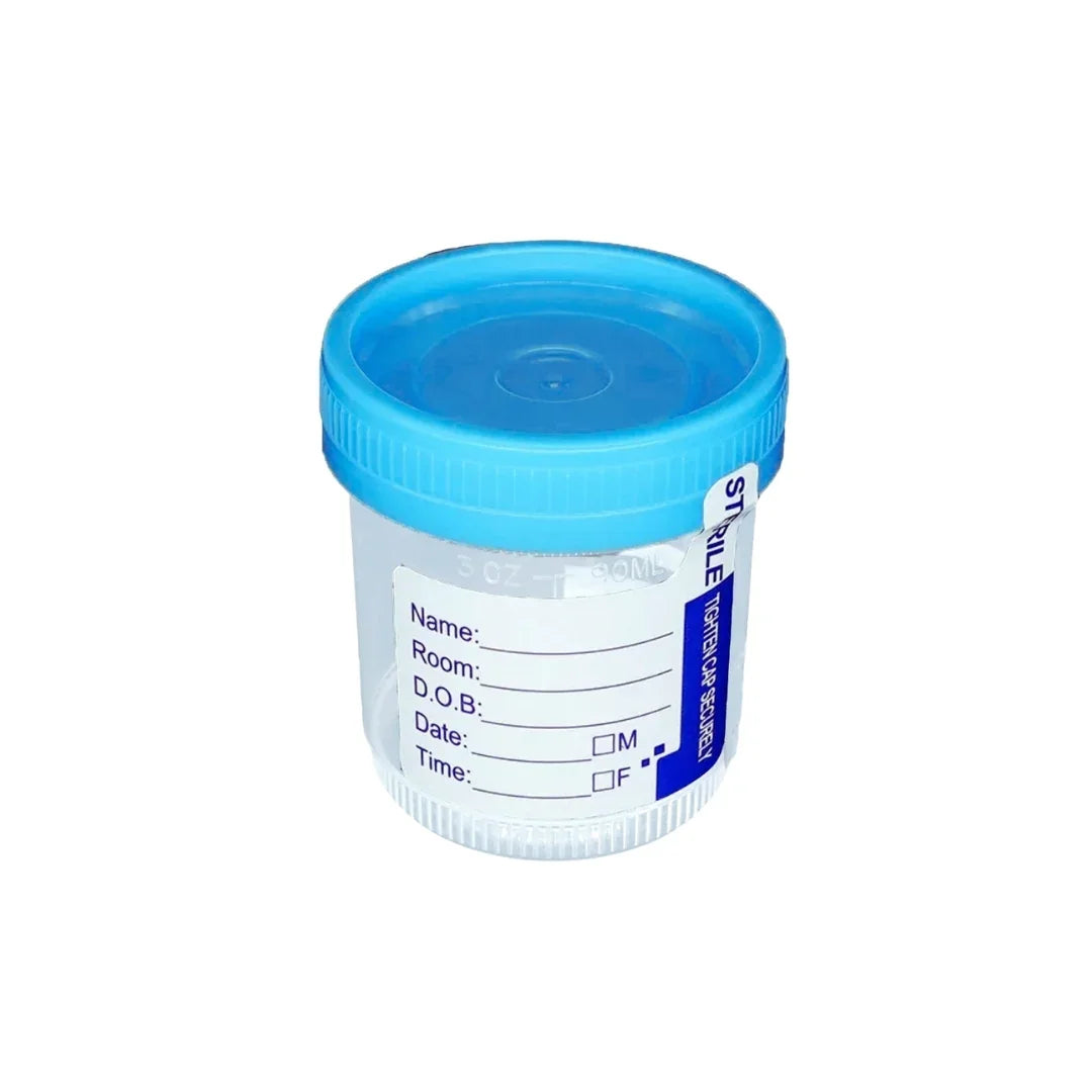 90mL Sterile Urine Cup – Temp Strip, Labeled, D53mm Specimen