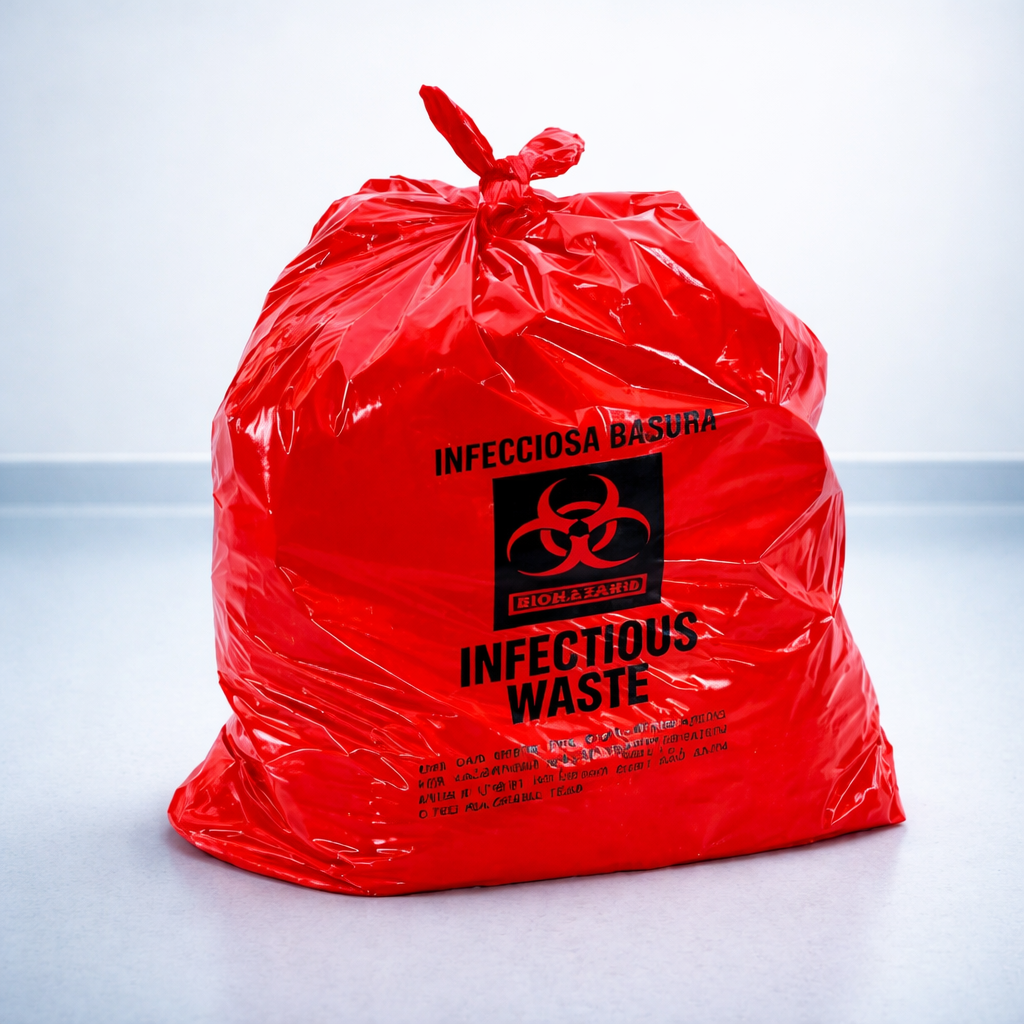 Red Infectious Waste Bag 30-33 Gallon  - Heavy Duty 31x41 Inch