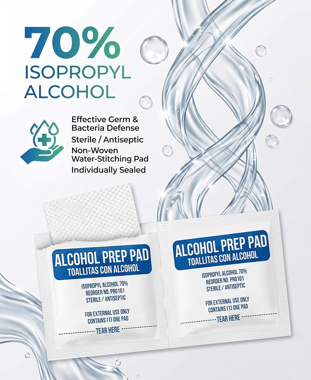 Alcohol Prep Pads 70% Isopropyl, Medical Grade 2-Ply, 1000 Pads (10 Box of 100 Pad)