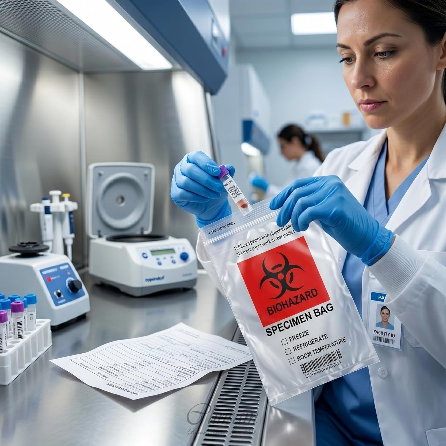 Biohazard Barcode Specimen Transport Bags - 6 x 9 in (15 x 23 cm), 1000 pcs