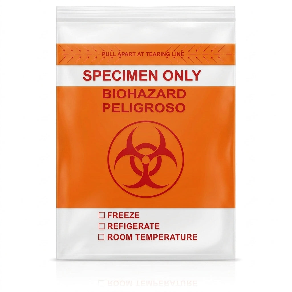 12 x 16 in Biohazard Specimen Ziplock Bag, 3.2 Mil, Dual Pocket, 500 count/ case