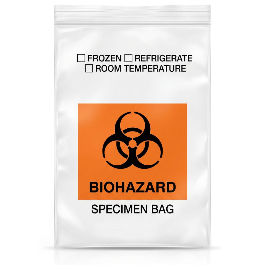Biohazard Specimen Bag 6 x 9" – 5MIL, Ziplock, Dual Pocket, 1000 counts (10 packs on 100)