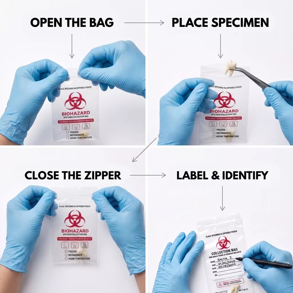 Biohazard Nail Specimen Transport Bags 10 mil- 2 1/2 x 4 1/4 in (6.4 x 11 cm) - 1000 Count