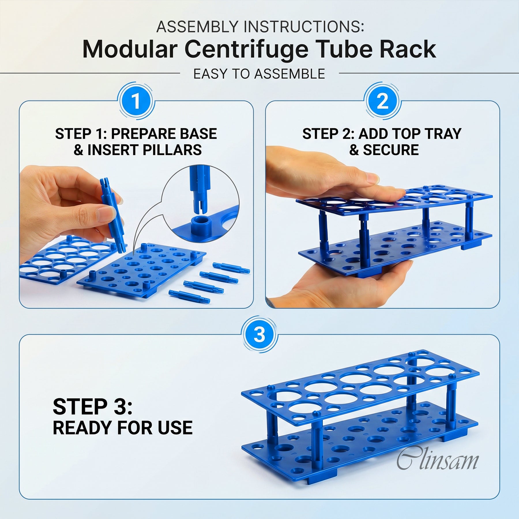 Centrifuge Tube Rack Stand for 10mL 15mL 50mL Tubes, Detachable
