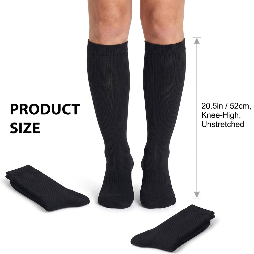 Compression Socks for Women & Men 15-20mmHg Knee High Circulation, 3 Pairs