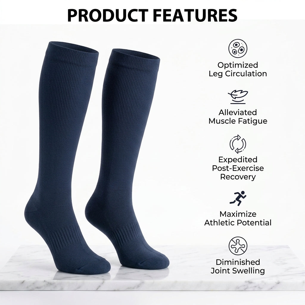 Compression Socks for Women & Men 15-20mmHg Knee High Circulation, 3 Pairs