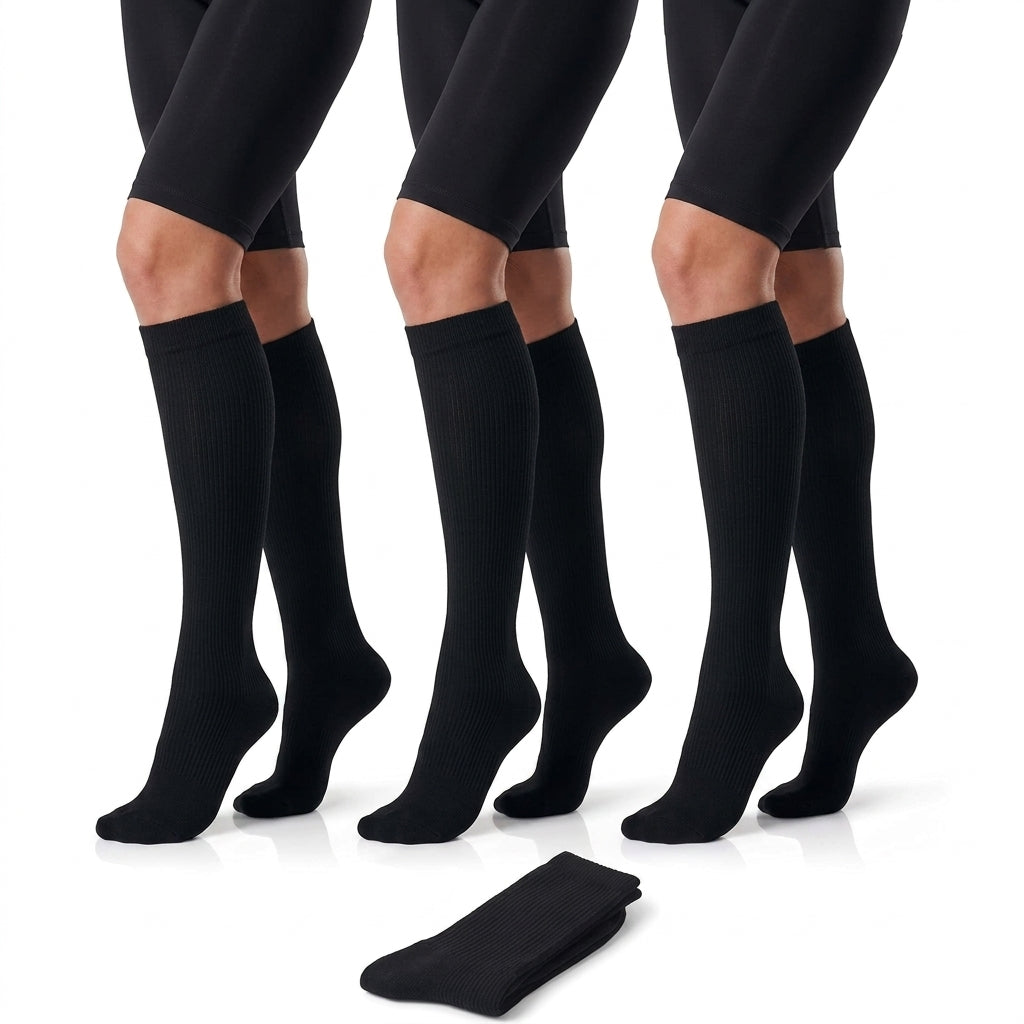 Compression Socks for Women & Men 15-20mmHg Knee High Circulation, 3 Pairs