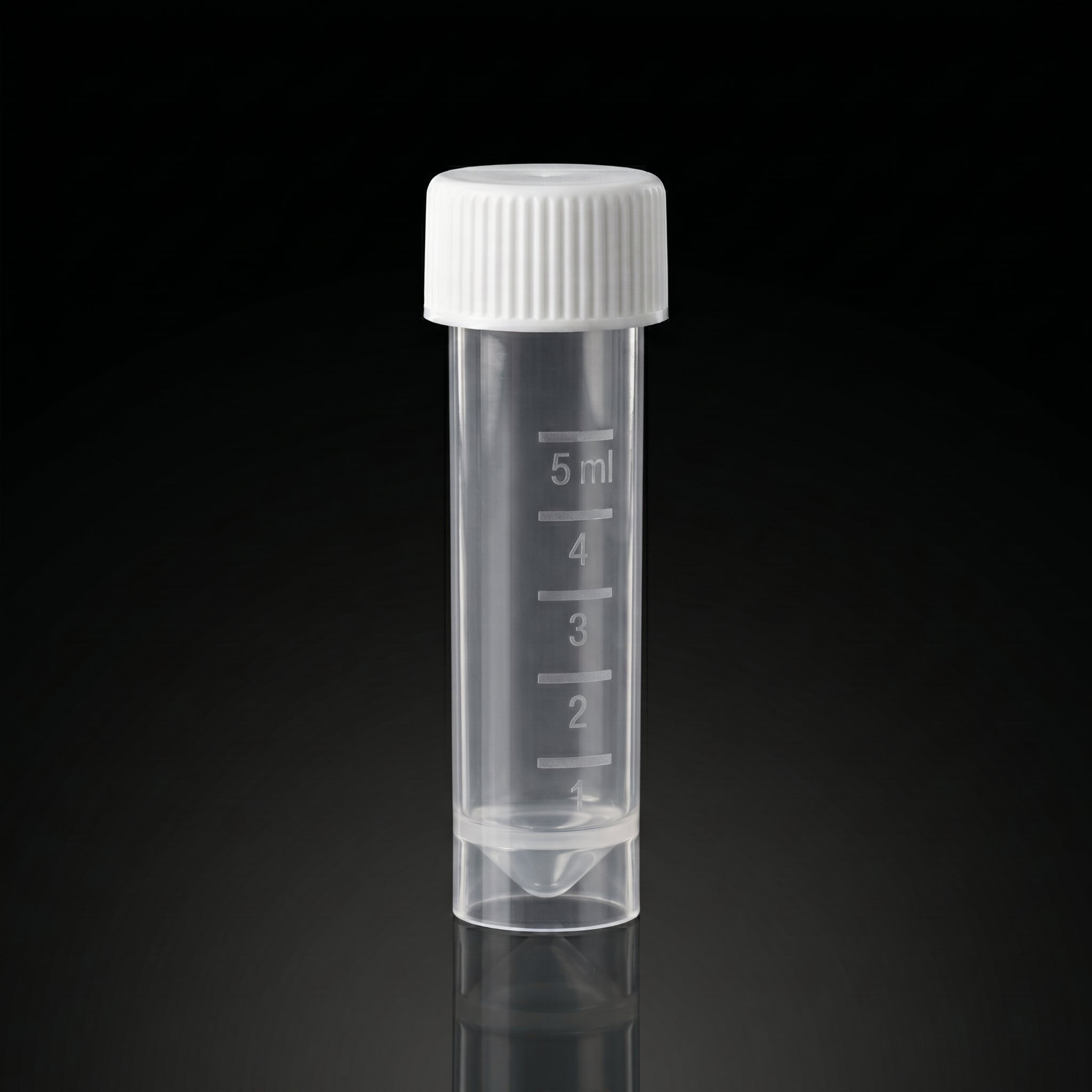 Conical Transport Tubes, 5mL, 16 x 60 mm Clear Polypropylene - White Screw Caps