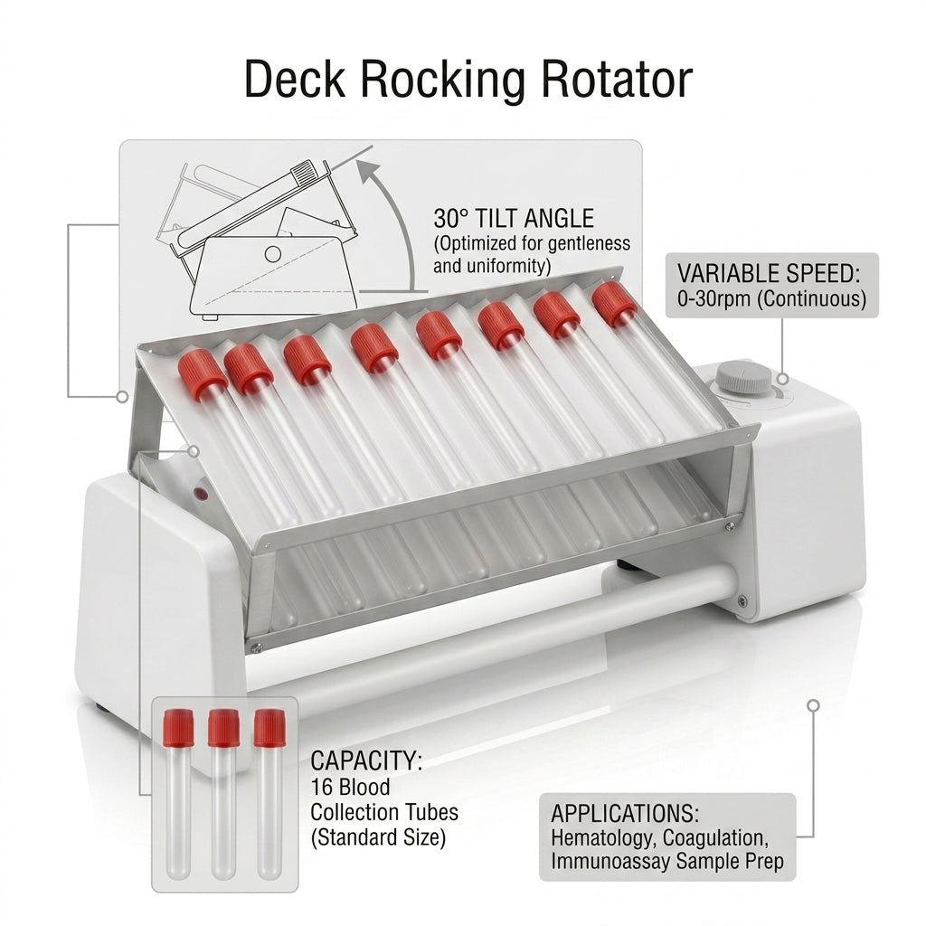 Tube Rotator Mixer, Double Deck Rocking Rotator 0-30RPM 30 Tilt Blood Tube