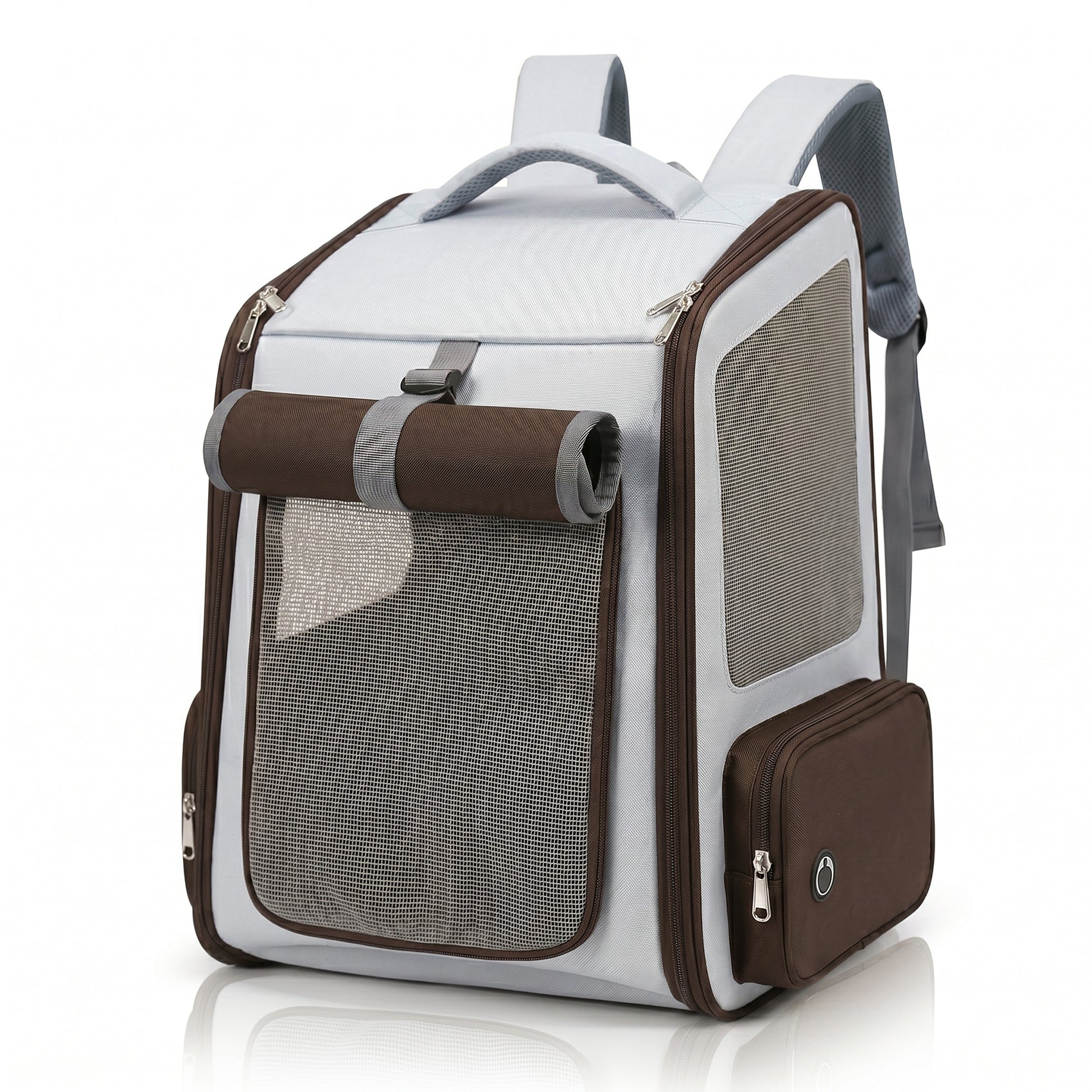 Foldable Pet Carrier Backpack with Mesh Ventilation & Sun Shade, Front-Opening Travel Bag for Small Dogs & Cats Up to 15 lbs