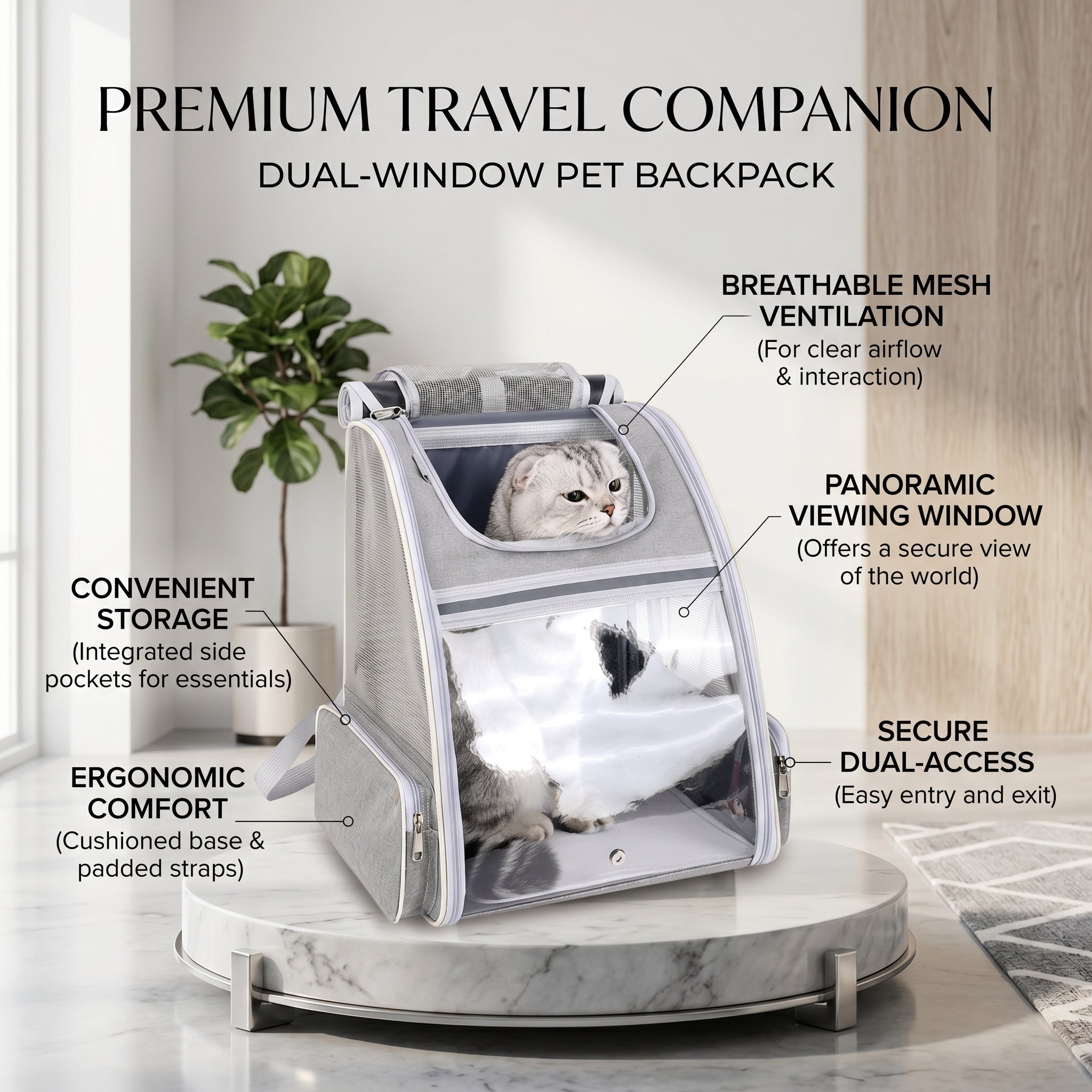 Pet Backpack Carrier for Small Dogs & Cats Up to 15 lbs, Foldable Pet Bag