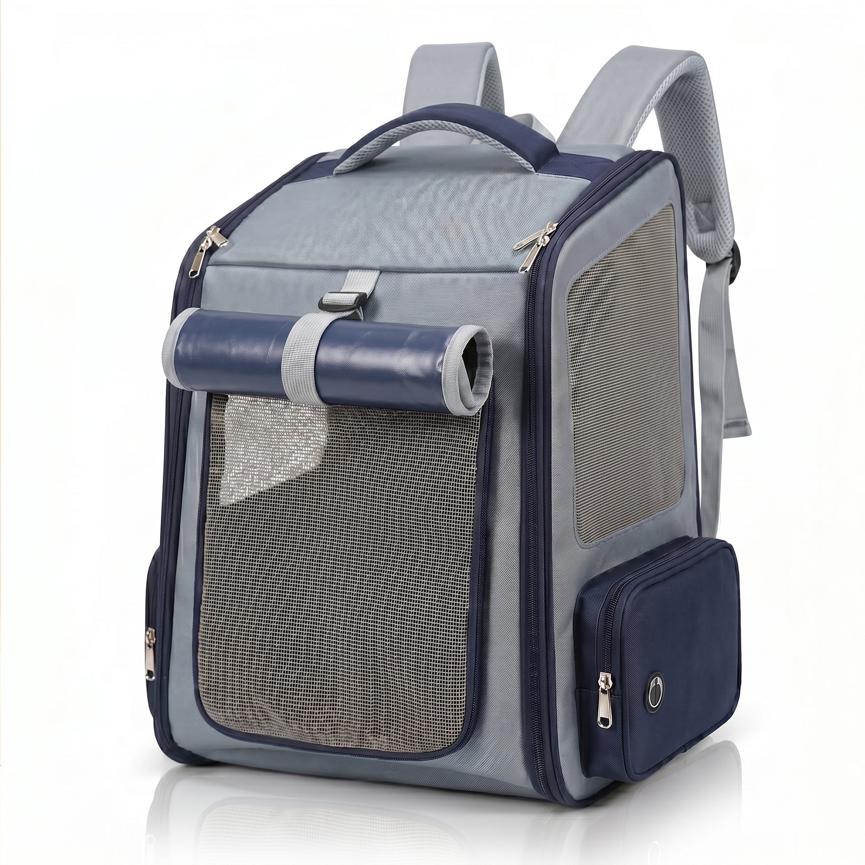 Foldable Pet Carrier Backpack with Mesh Ventilation & Sun Shade, Front-Opening Travel Bag for Small Dogs & Cats Up to 15 lbs
