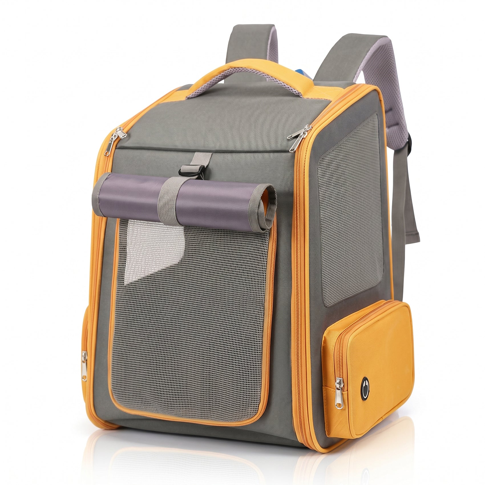 Foldable Pet Carrier Backpack with Mesh Ventilation & Sun Shade, Front-Opening Travel Bag for Small Dogs & Cats Up to 15 lbs
