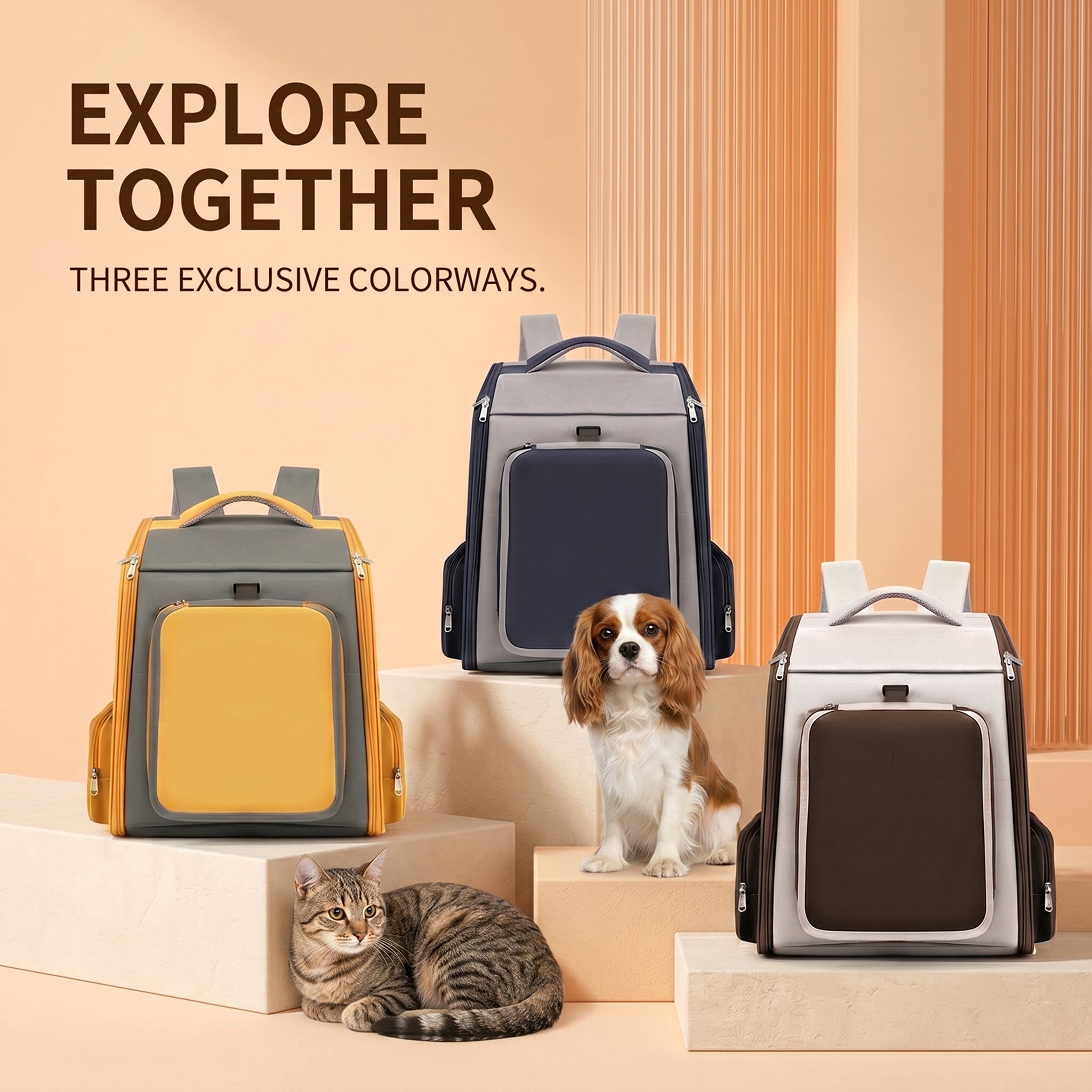 Foldable Pet Carrier Backpack with Mesh Ventilation & Sun Shade, Front-Opening Travel Bag for Small Dogs & Cats Up to 15 lbs