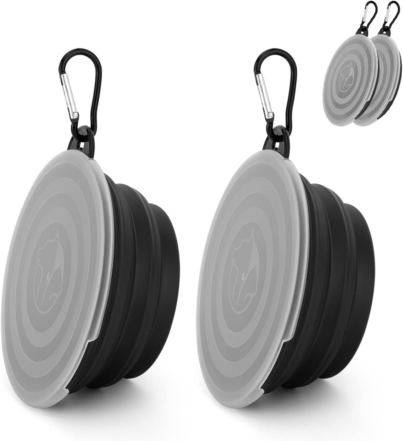 Collapsible Dog Bowls Silicone Travel Pet Feeder with Lids, 2 Pack