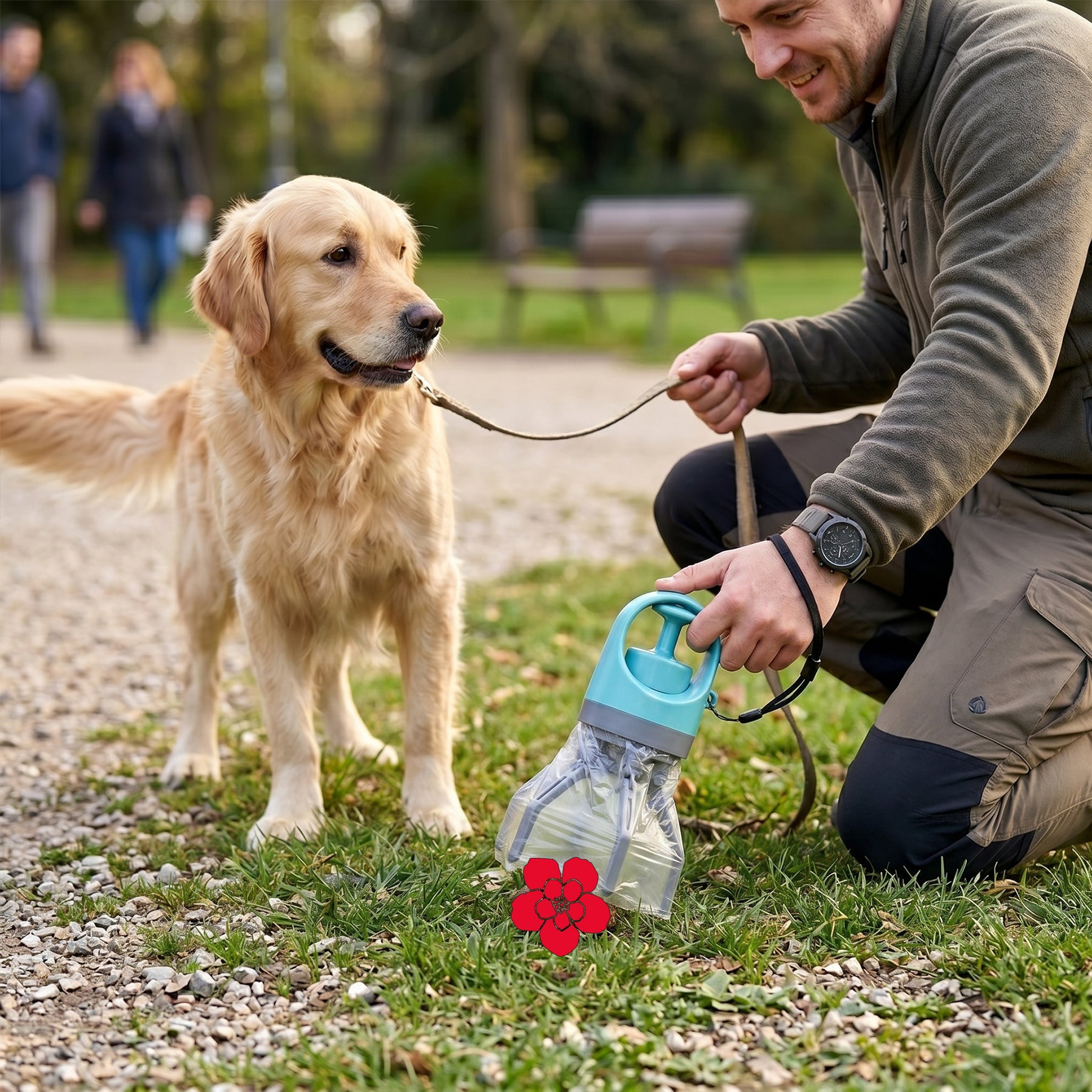 Dog Pooper Scooper with Built-in Poop Bag Dispenser, Portable Claw Handheld