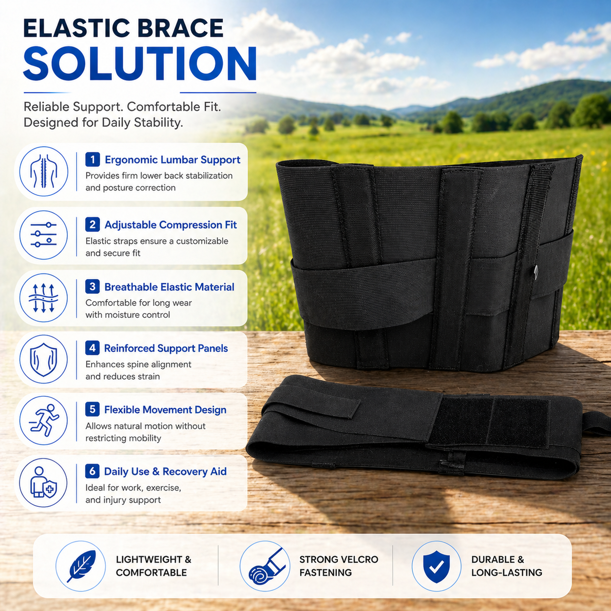 Elastic Lumbar Support Belt – Black, Small