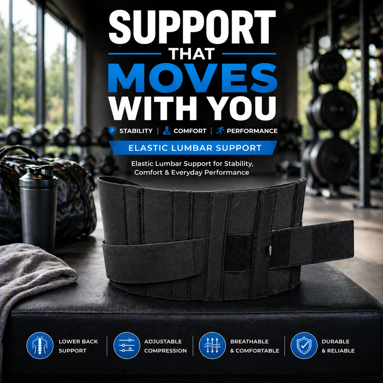 Elastic Lumbar Support Belt – Black, Small