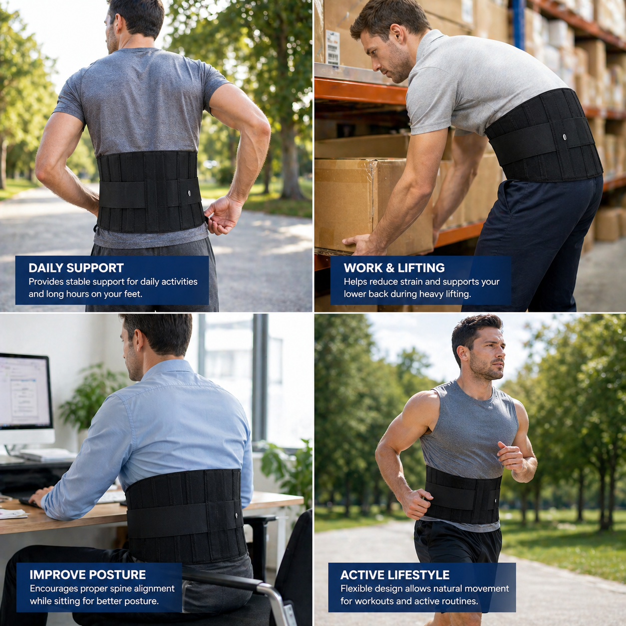 Elastic Lumbar Support Belt – Black, Small