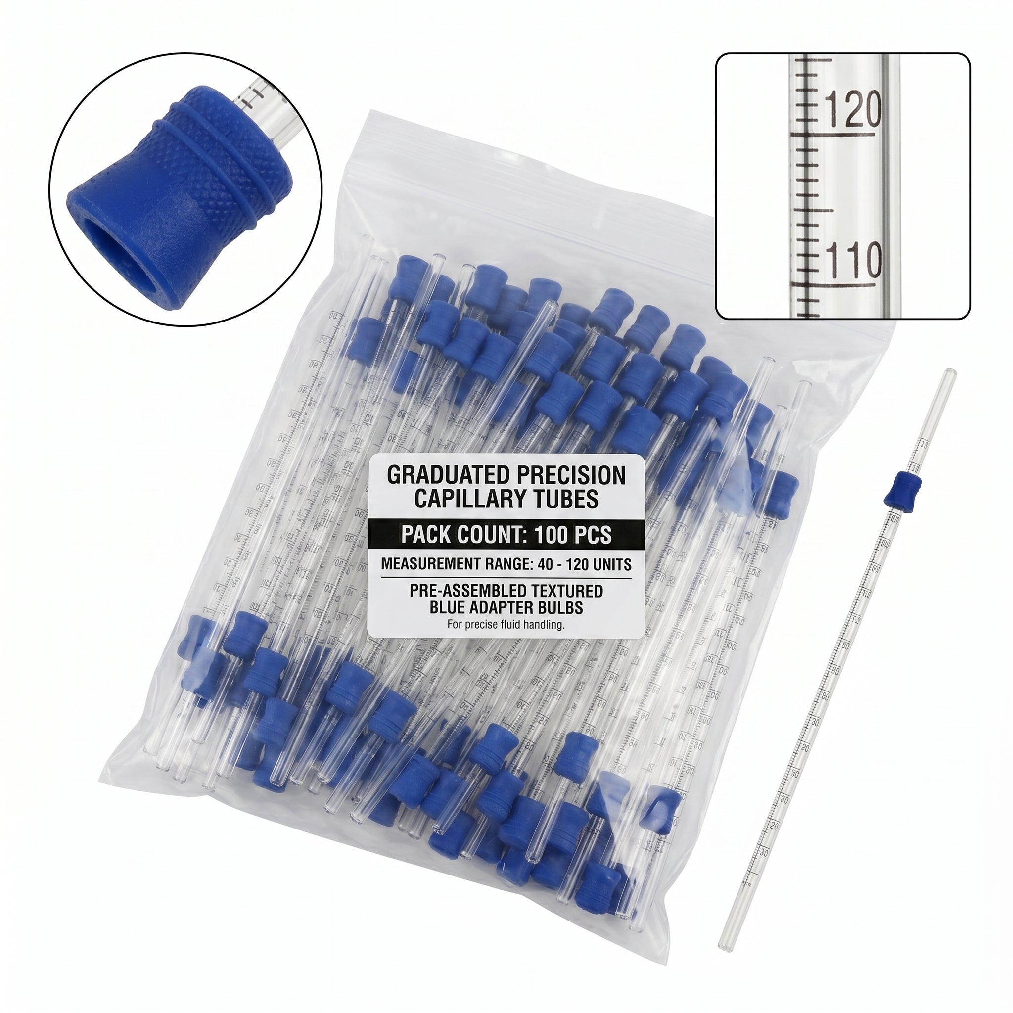 ESR Tubes 4.5 x 230mm, Polystyrene, Rubber Stopper, 0-170mm Graduated 1mm Scale (2 Packs of 100)