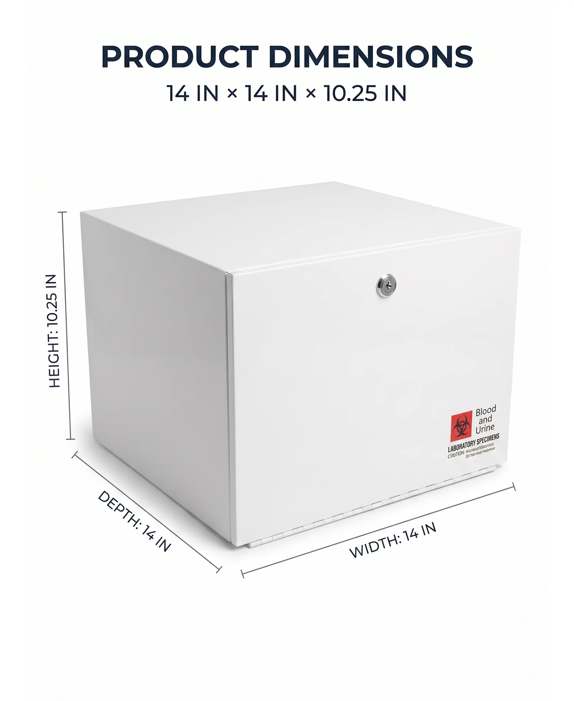 Medical Specimen Box with Lock & Key - Large 14 x 14 x 10.25 in, Lock Box