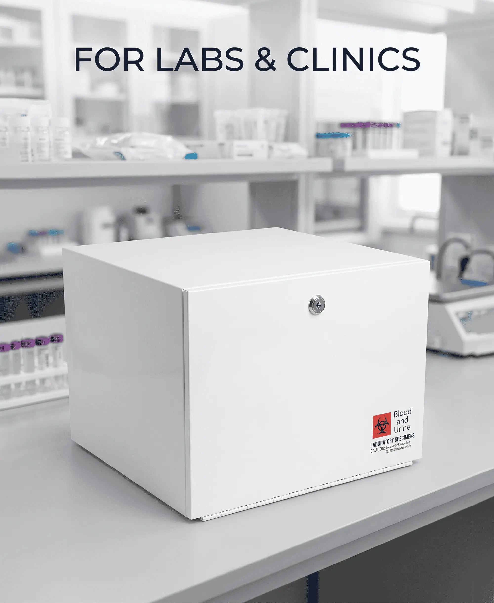 Medical Specimen Box with Lock & Key - Large 14 x 14 x 10.25 in, Lock Box