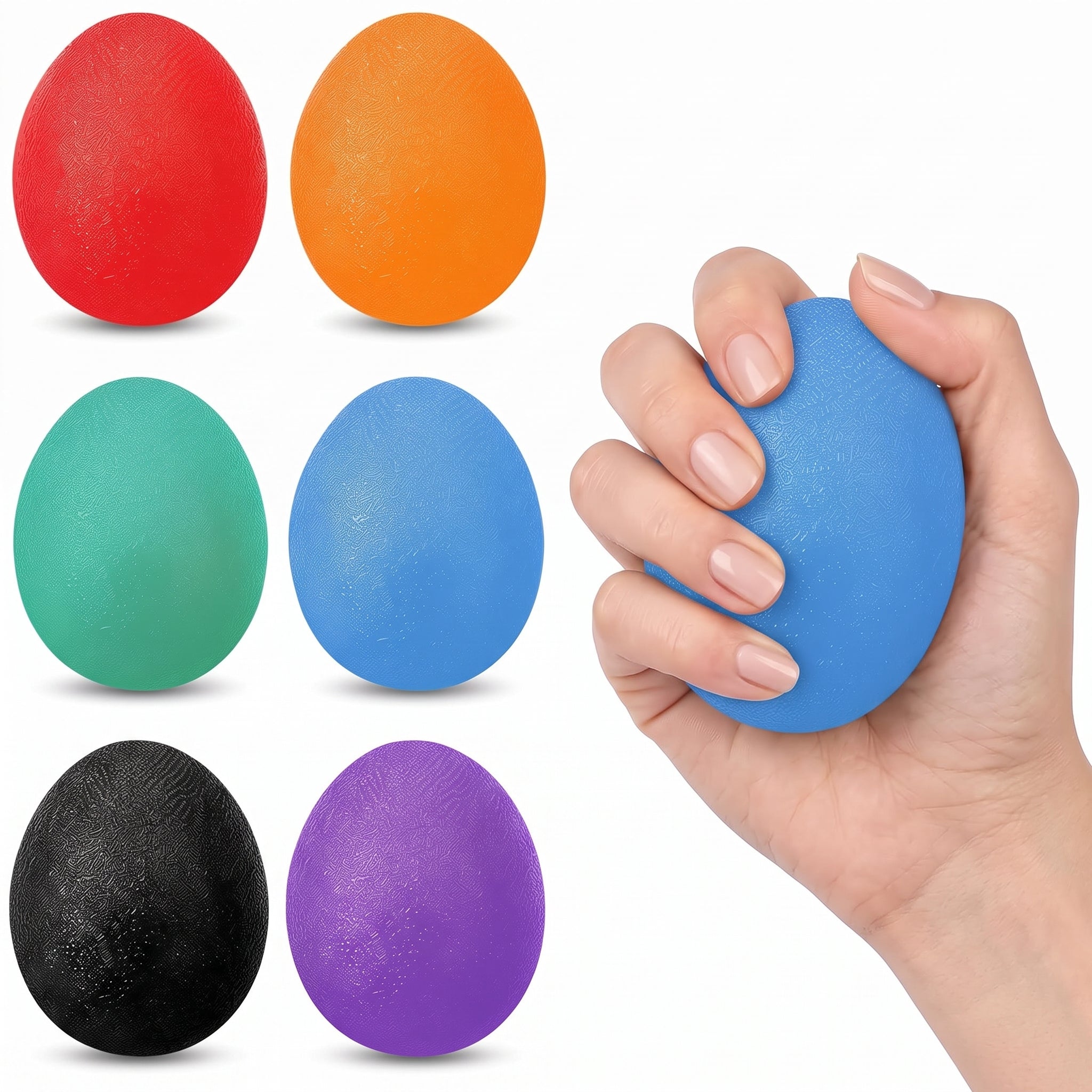 Hand Therapy Squeeze Balls Grip Strengthener Exercise Set, 6 Pack