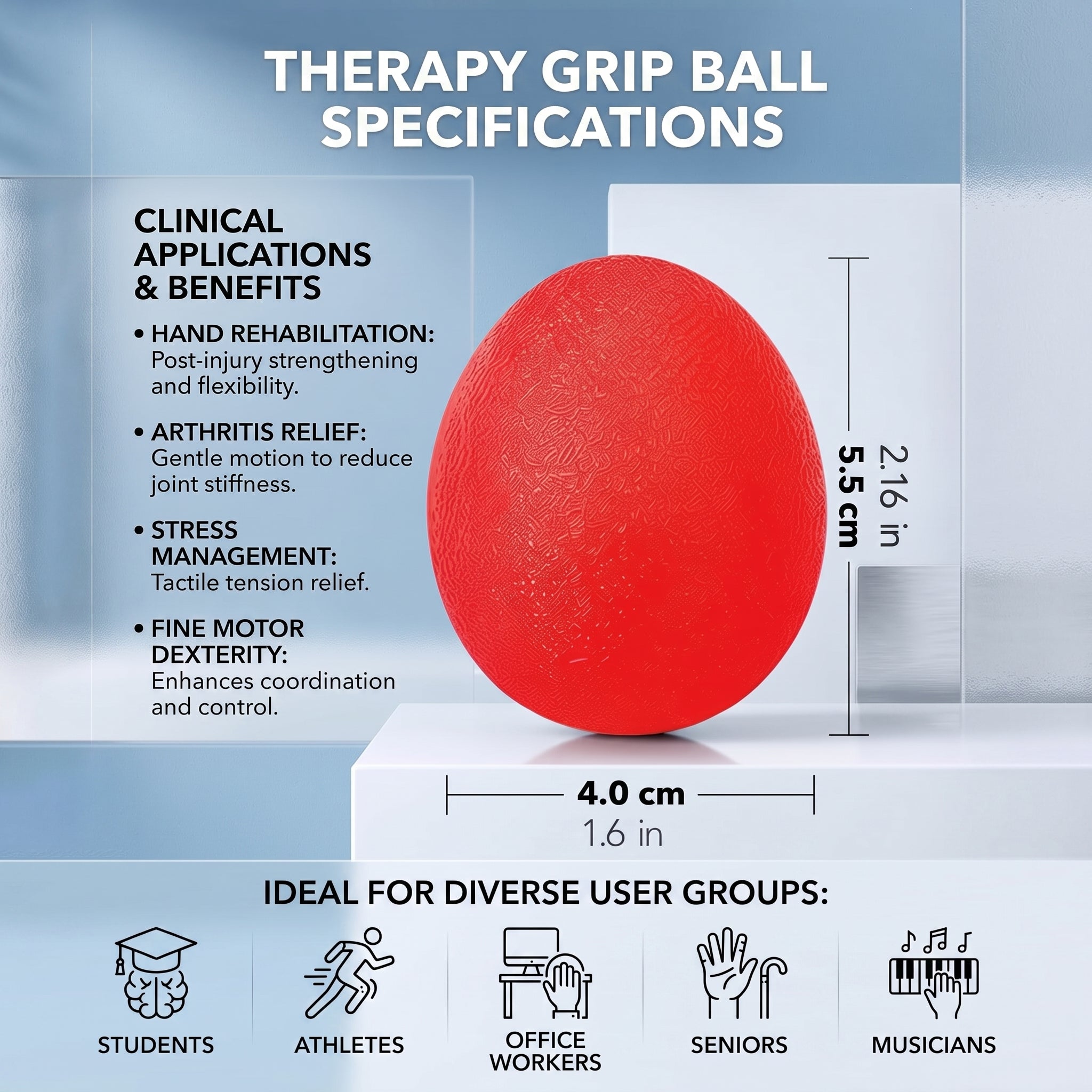 Hand Therapy Squeeze Balls Grip Strengthener Exercise Set, 6 Pack