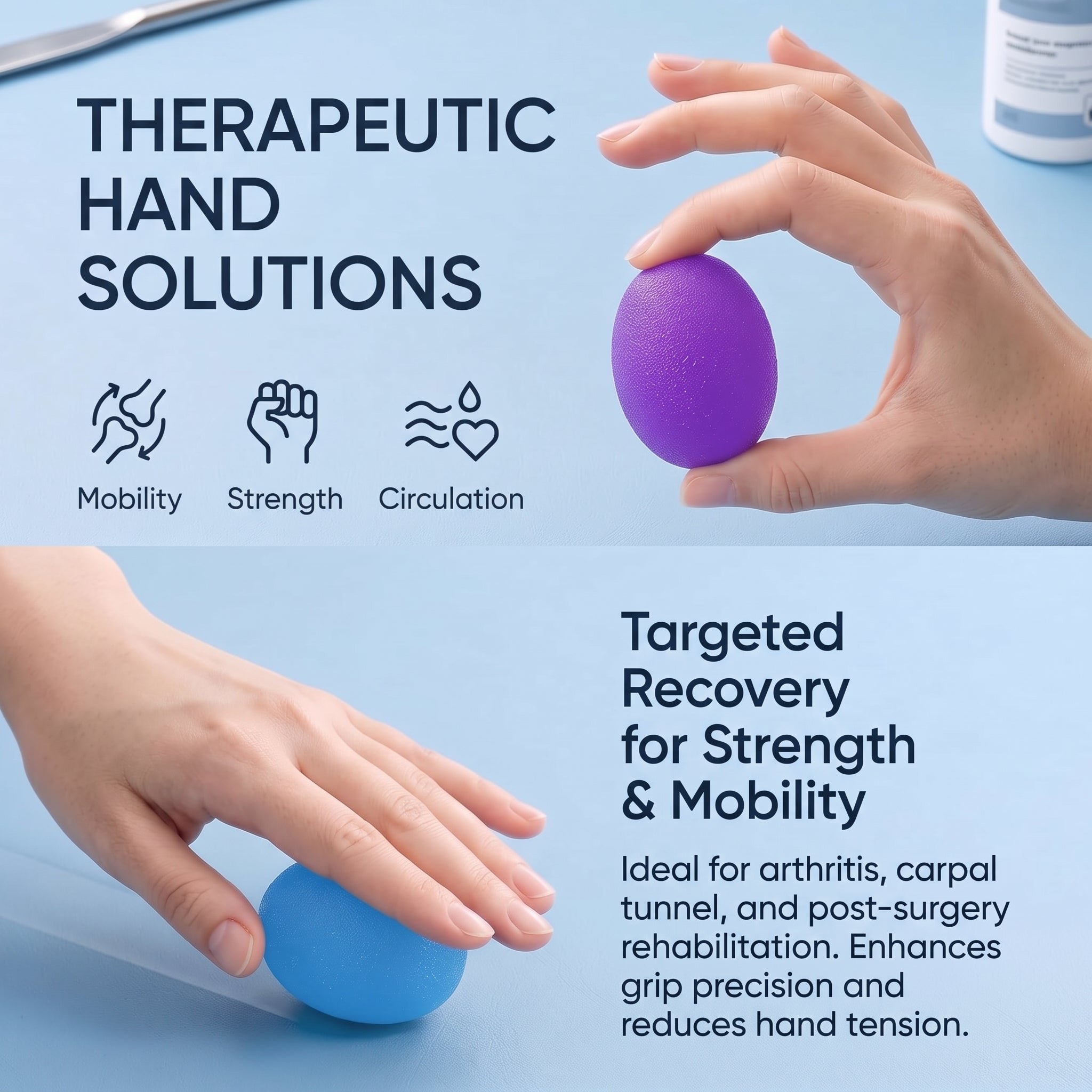 Hand Therapy Squeeze Balls Grip Strengthener Exercise Set, 6 Pack