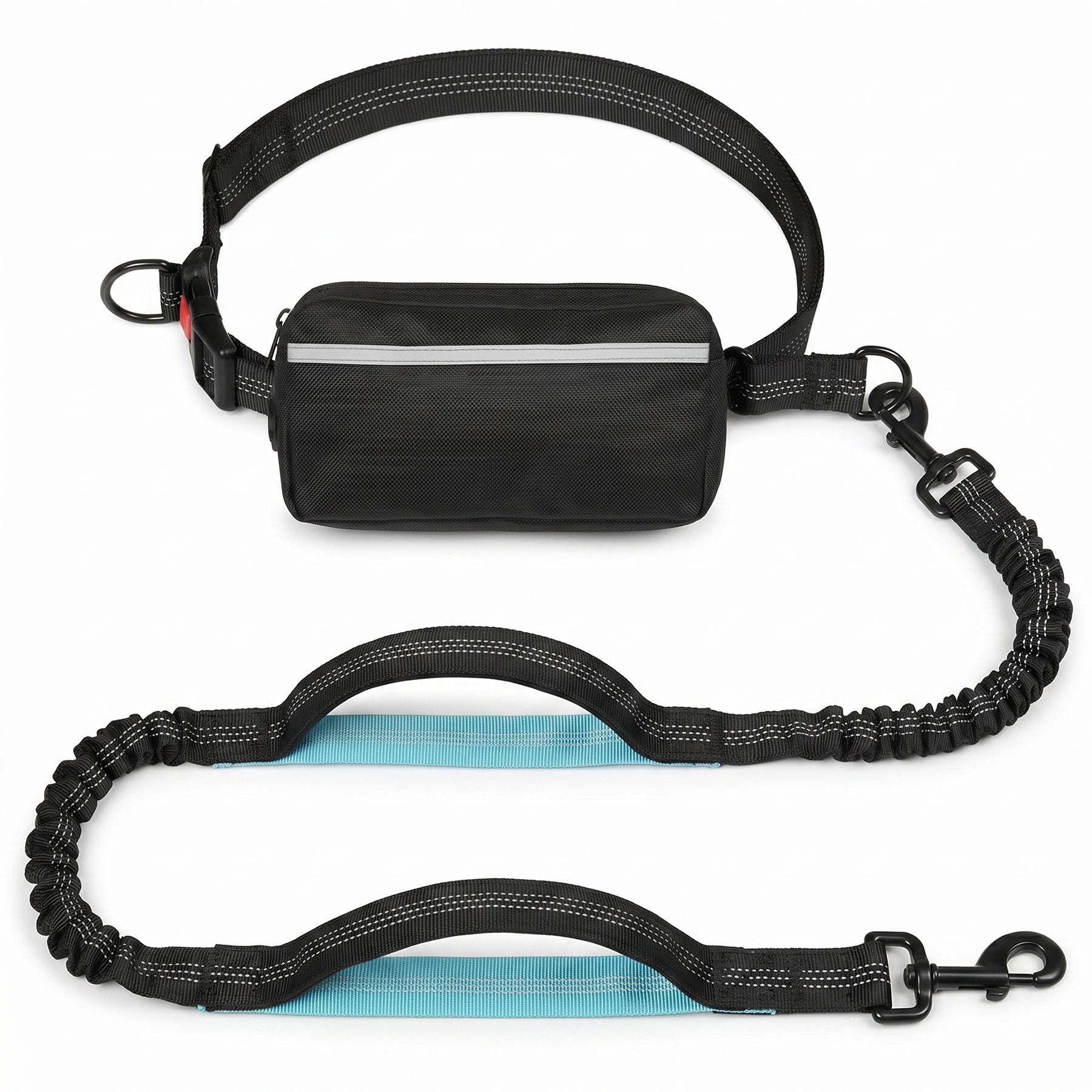 Hands Free Dog Leash with Removable Zipper Pouch, Waist Belt for Walking, Running