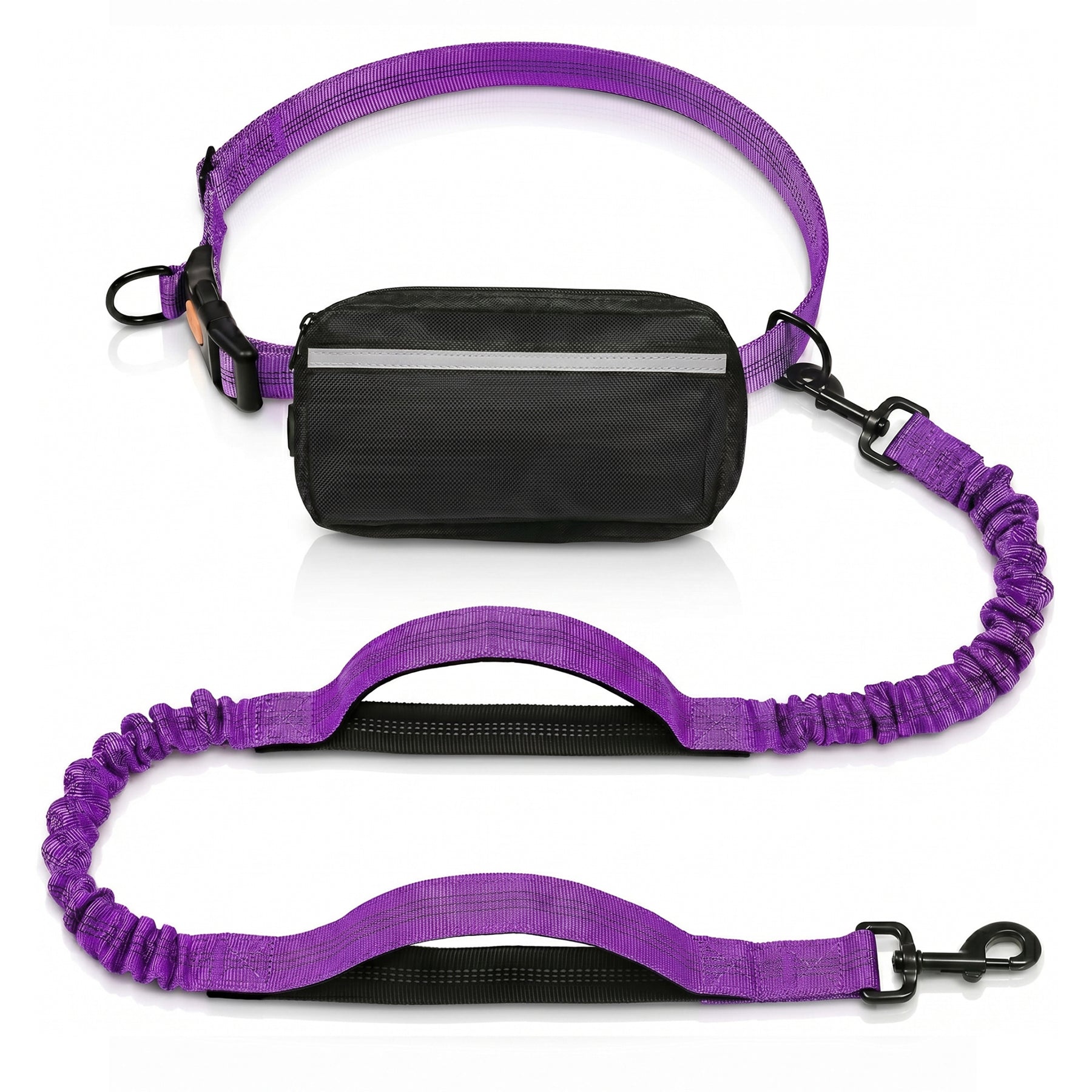 Hands Free Dog Leash with Removable Zipper Pouch, Waist Belt for Walking, Running