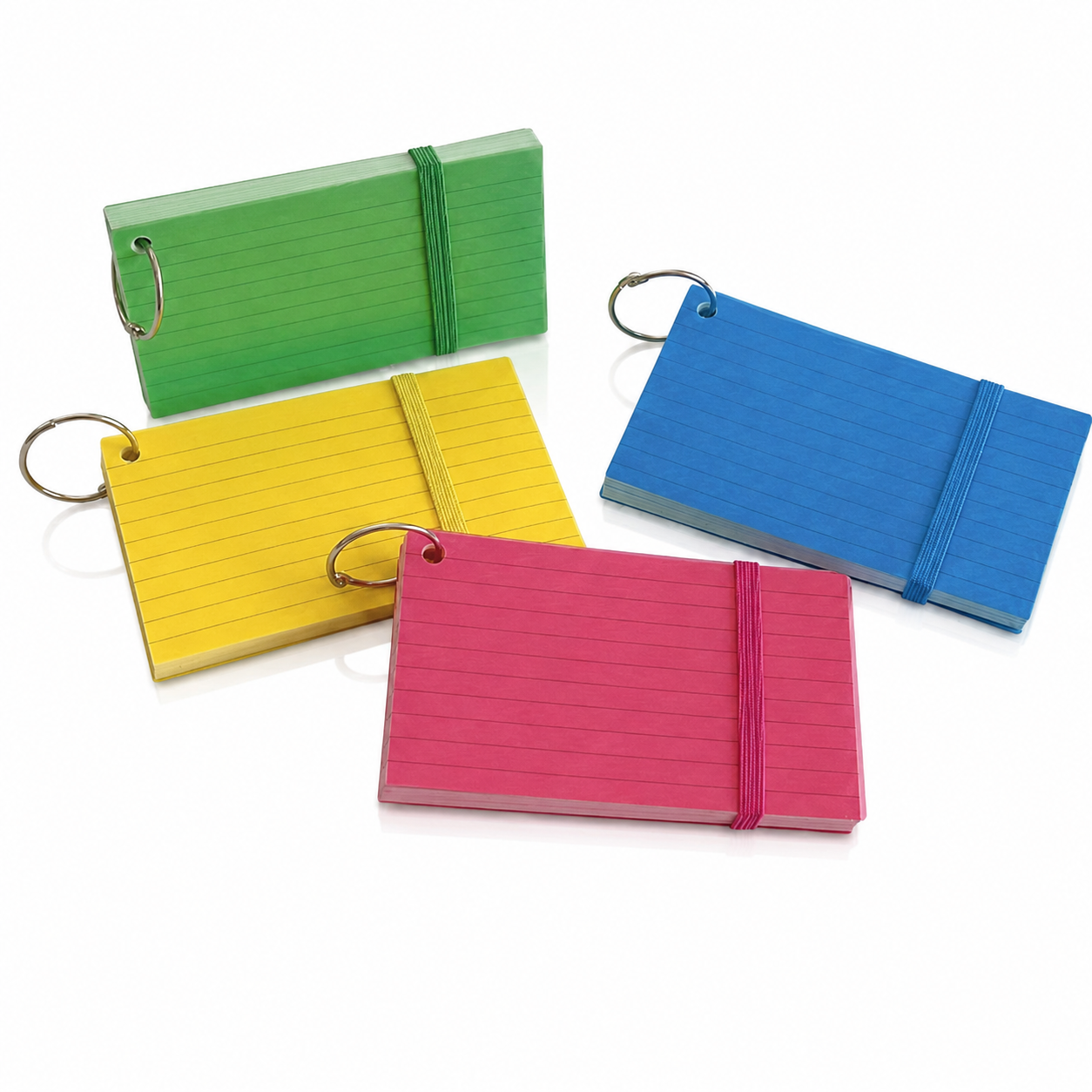 3 x 5 in  Ruled Flash Index Card with Binding Ring, 4 Color/ pack