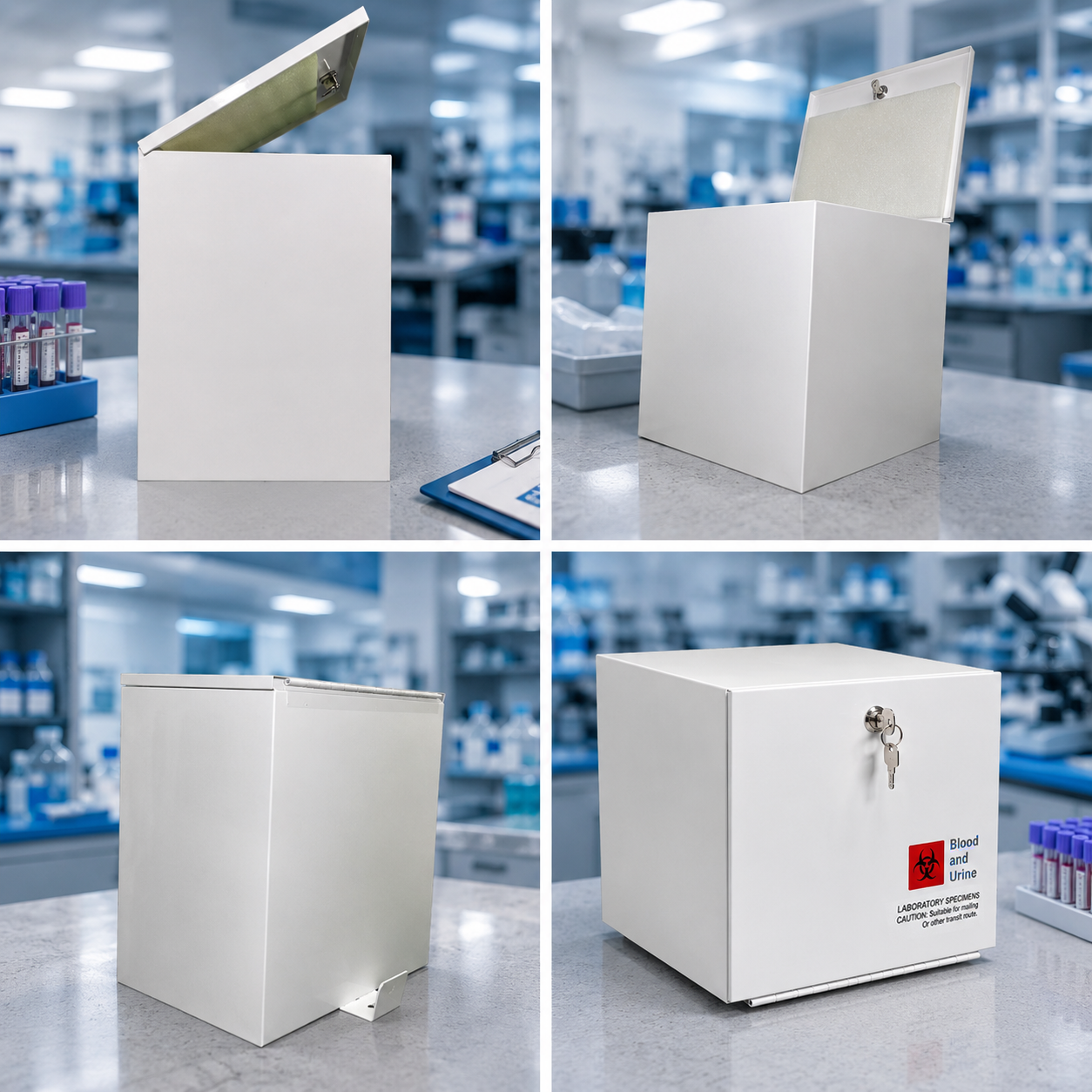 Medical Specimen Box with Lock & Key - Large 14 x 14 x 10.25 in, Lock Box