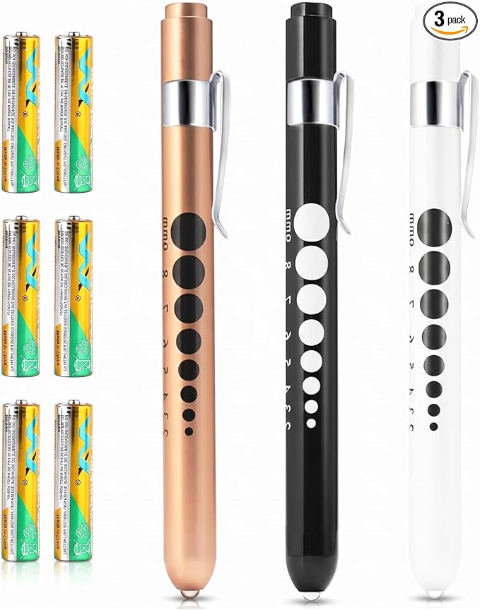 LED Medical Pen Light for Nurses Doctors, 3 Pack