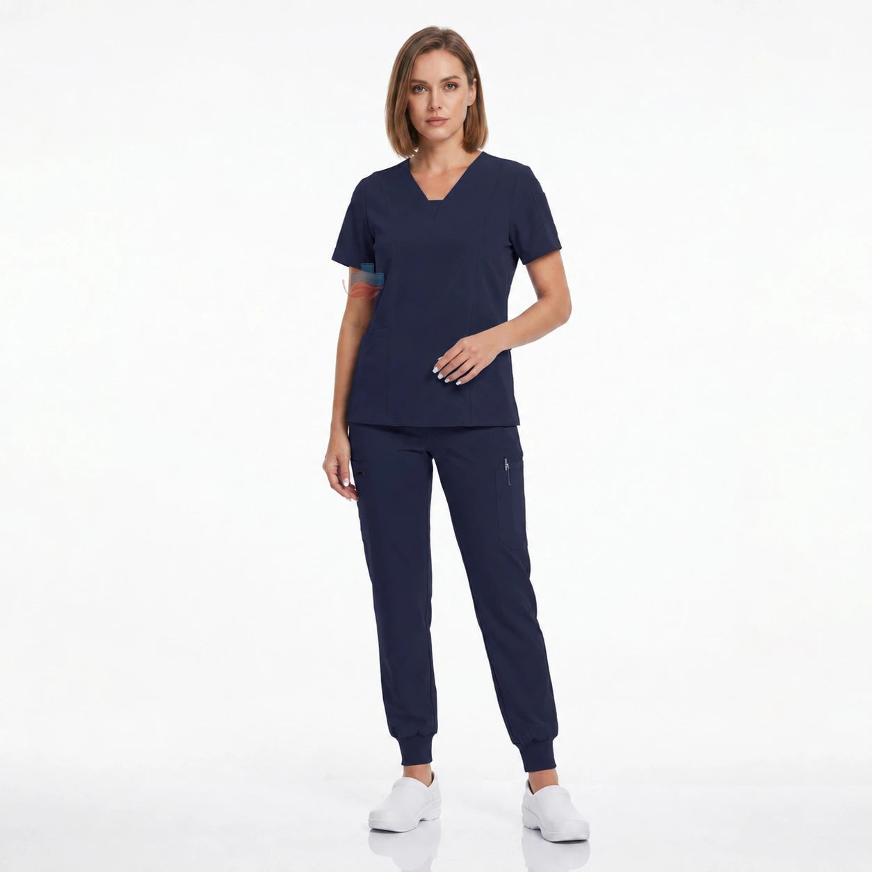 Medical Uniform Scrubs Set with Modern V-Neck, Jogger Pants and Multiple Pockets for Women
