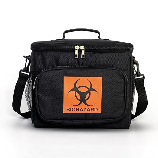 Medical Specimen Transport Bag, Insulated Biohazard Cooler Tote 10 x 7 x 8in