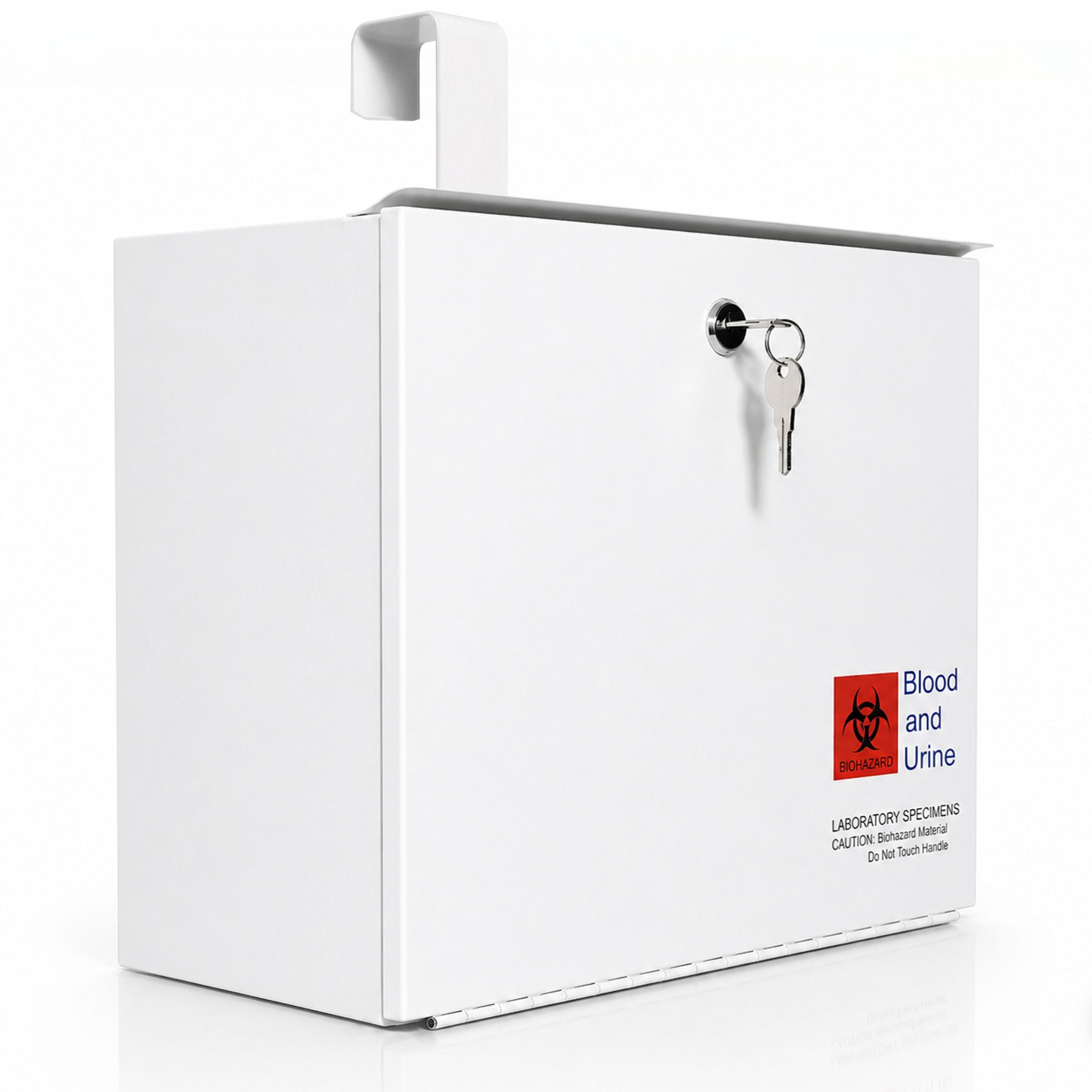 Medical Specimen Box with Over-Hang Metal - Medium 14 x 7.5 x 10.25 in, Lock Box