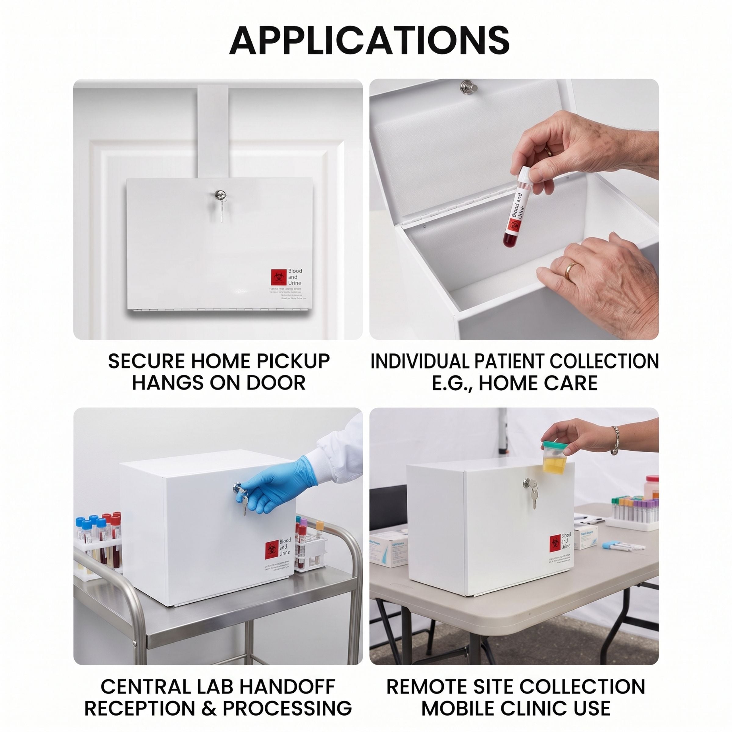 Medical Specimen Box with Over-Hang Metal - Medium 14 x 7.5 x 10.25 in, Lock Box