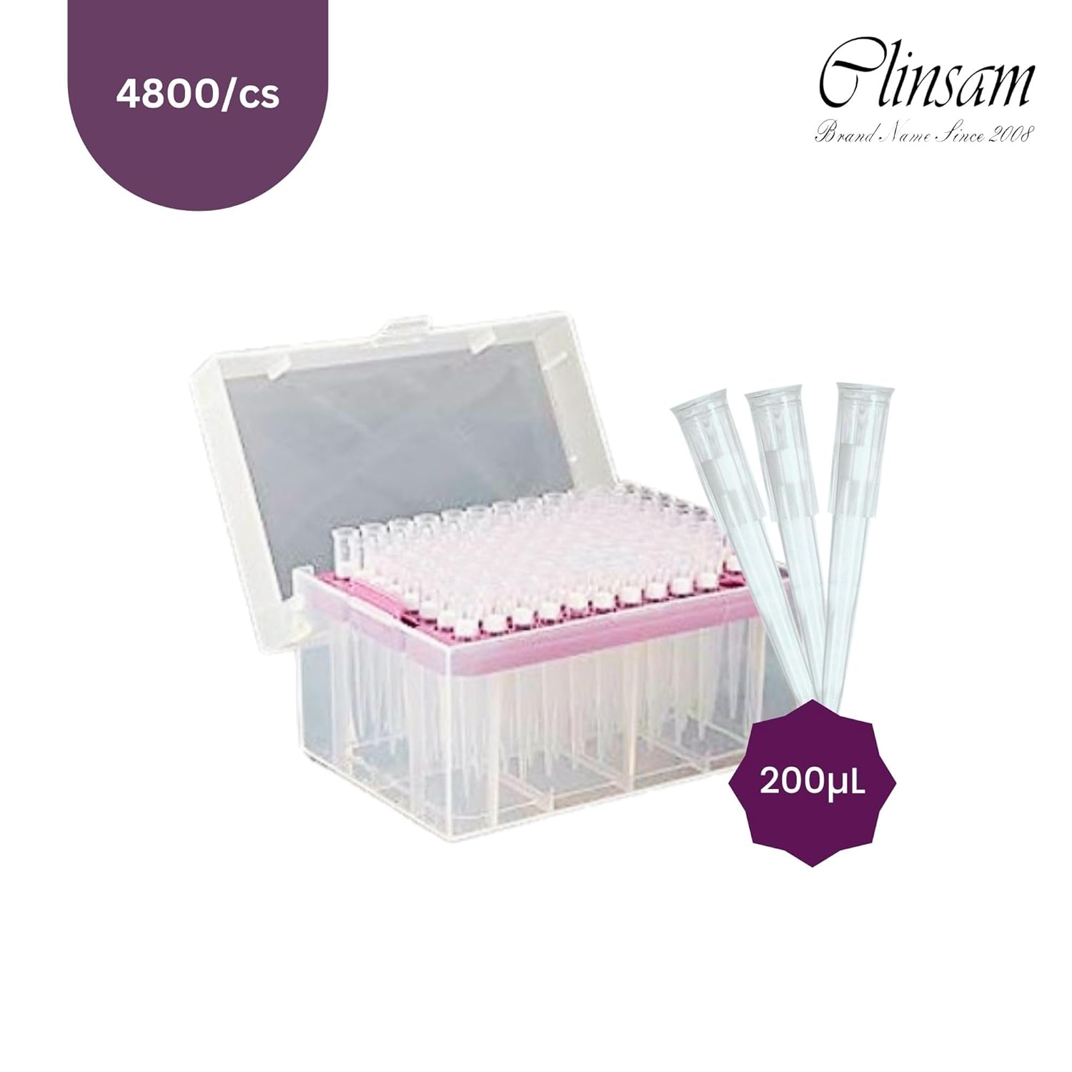 Universal Tips for Pipette 200µL Micro Pipette Tips, with Clear Graduation, 4800/CS