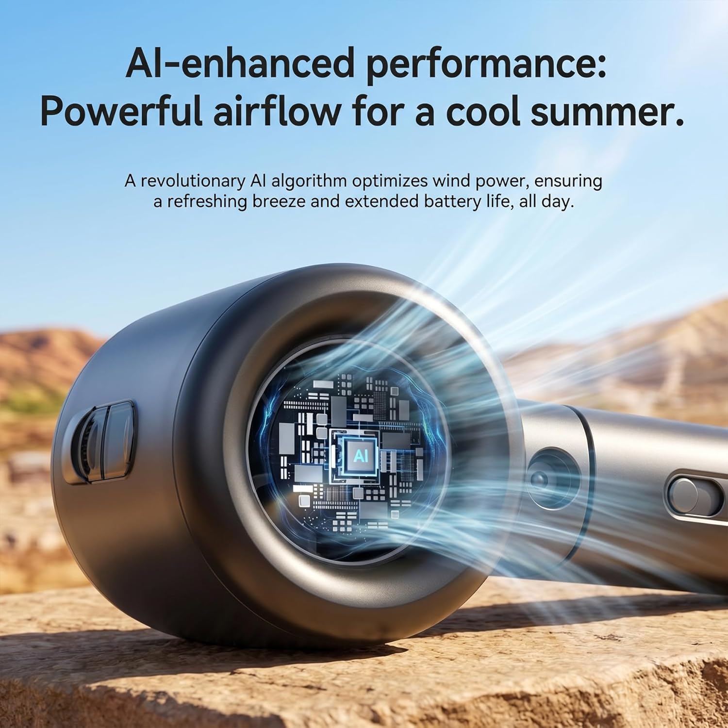Portable Misting Fan Turbo Mist Handheld Fan - USB Rechargeable with Digital Display