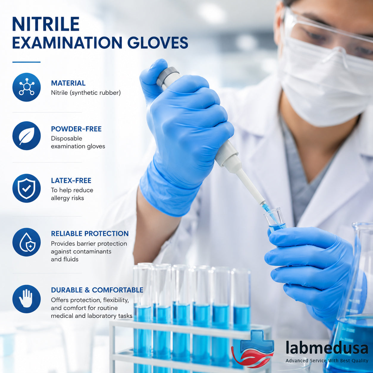 Nitrile Gloves Large – Powder-Free, 1 box (100 per box) Free Shipping