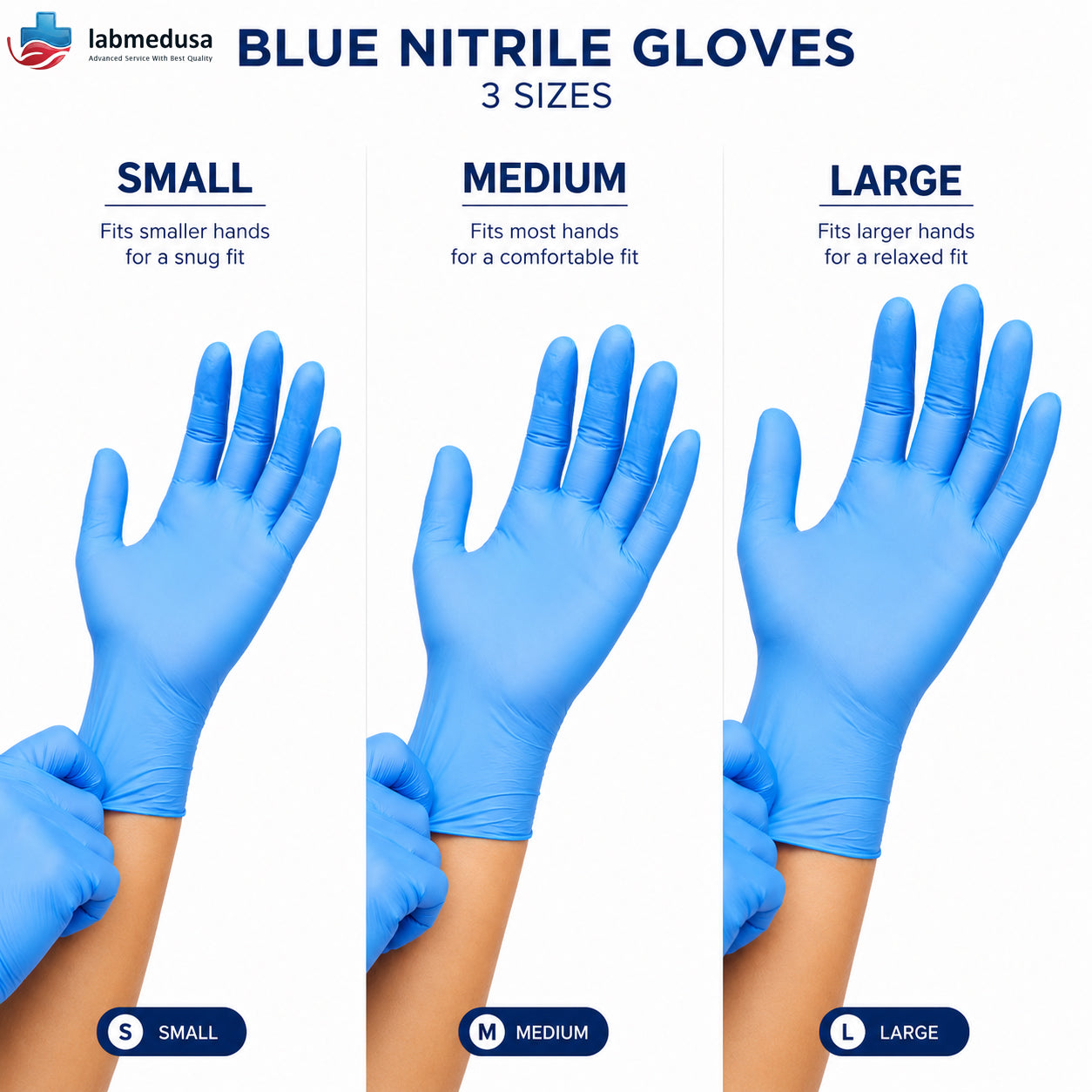 Nitrile Gloves Large – Powder-Free, 1 box (100 per box) Free Shipping