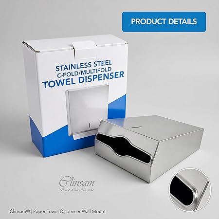 Stainless Steel Paper Towel Dispenser – C-Fold / Multifold Wall Mount