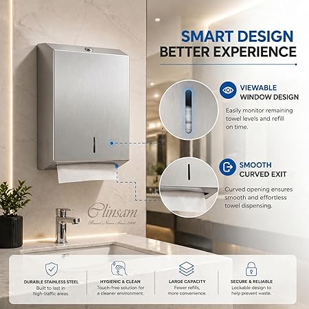 Stainless Steel Paper Towel Dispenser – C-Fold / Multifold Wall Mount