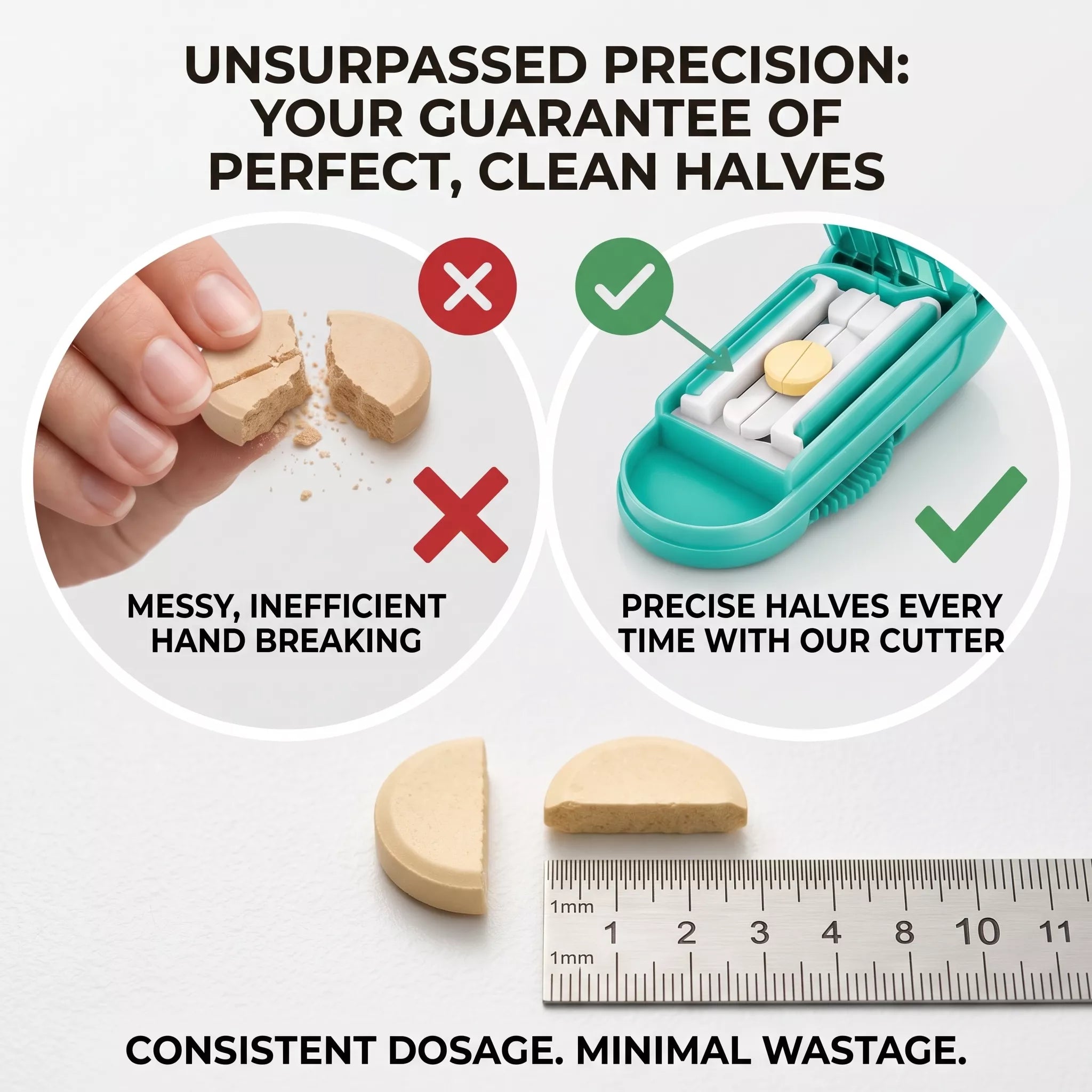 Pill Cutter Splitter with Storage, Adjustable Tablet Splitting Pills